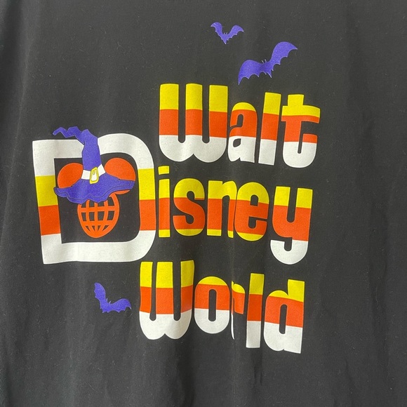 Disney Halloween Candy Corn Print Black Cotton T-Shirt - Picture 5 of 6